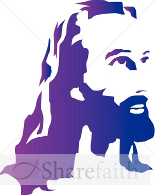 Purple Woodblock Jesus Portrait