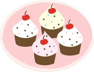 Four Cupcakes Clipart