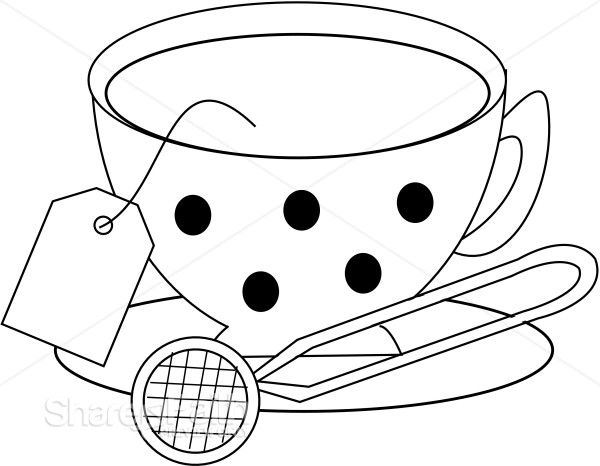 Large Polka Dots on Cup | Tea Time Clipart