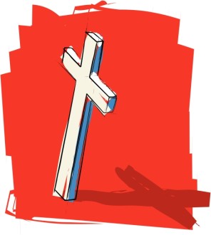 Rustic Cross on Red