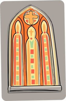 Bright Orange Stained Glass Window