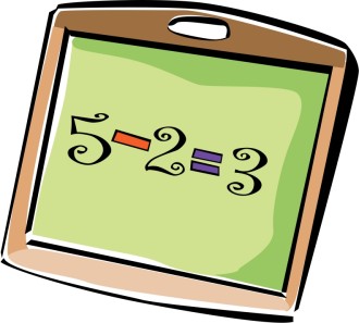 Subtraction on School Chalkboard