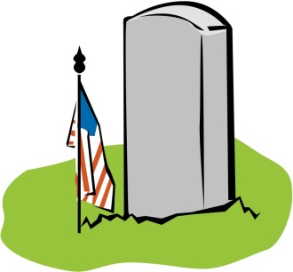 Blank Tombstone with Memorial American Flag