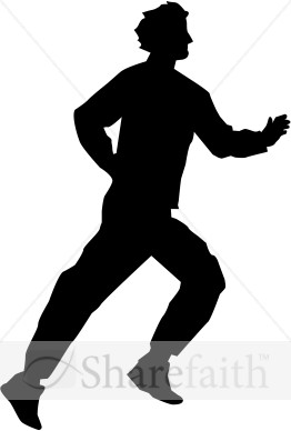 Running Man in Silhouette