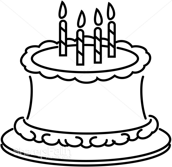 Birthday Cake  Candles on Line Art Birthday Cake   Church Birthday Clipart