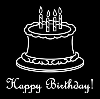 Happy Birthday Script with Outlined Cake