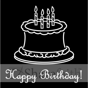 Happy Birthday Script with Outlined Cake