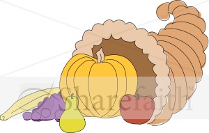 Kid's Style Cornucopia with Pumpkin and Fruit
