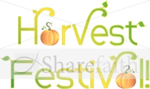 Harvest Festival Typography with Leaves and Pumpkins