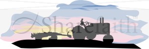 Harvesting Tractor Silhouette