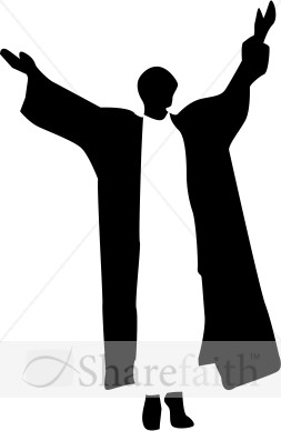 Robed Figure in Black and White