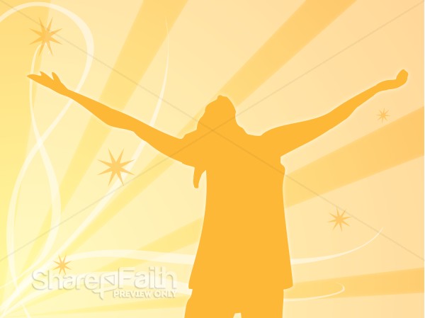Praising Woman in Orange Silhouette