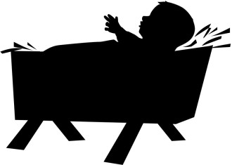 Silhouette Baby Jesus Born in a Manger