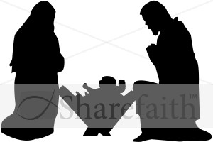 Mary, Joseph and Baby Jesus Silhouette