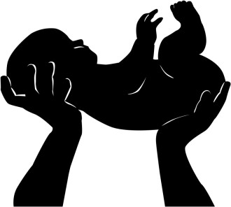 Silhouette of Baby Held Up to God