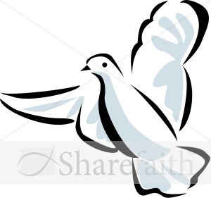 Line Art Dove with Blue