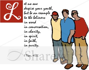 Three Young Christians with Timothy Verse