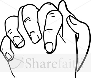 Clasped Hands in Outline