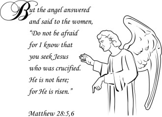 Resurrection Angel and Verse in Black and White