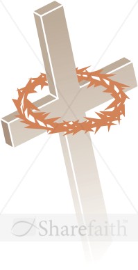 Light Brown Cross and Crown of Thorns