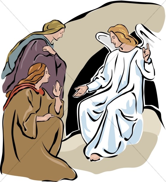 Two Marys With Angel Near The Empty Tomb Easter Clipart