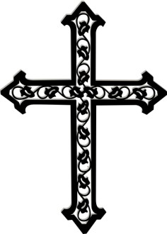 Cross with Ivy in Black and White