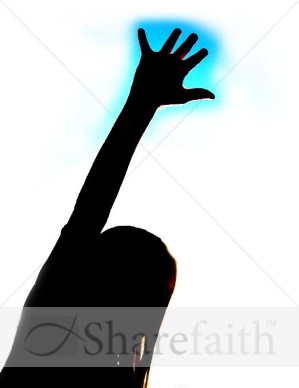 Female Hand Raise with Blue Shadow
