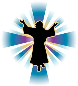 Jesus with Multicolored Rays of Light