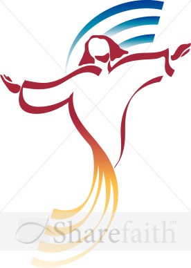 Abstract Jesus in Red with Colored Swirls