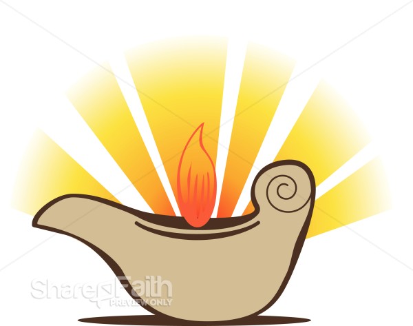 Oil Lamp with Flame and Rays
