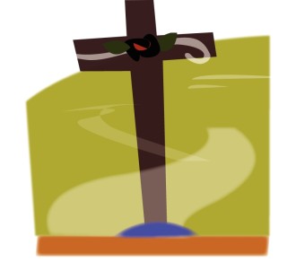 Cross with Rose and Path