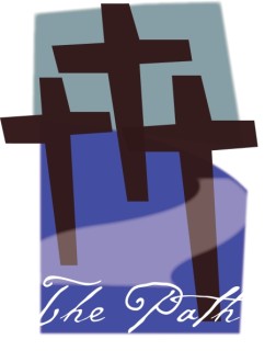 Three Brown Crosses and Path