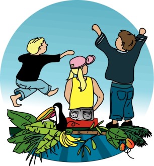 Children and an Island Scene