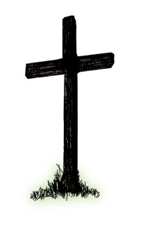 Brown Cross with Green Grass