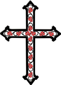Crosss with Vines and Red Flowers