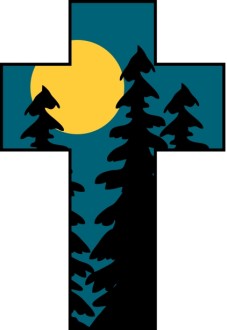 Cross with Trees and Moon