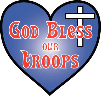 Heart with God Bless Our Troops