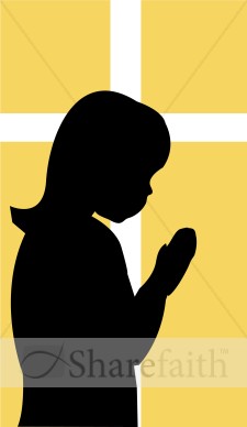 Praying Child with White Cross