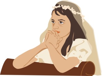 First Communion Girl with Veil