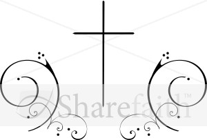 Cross and Scrolls Clipart