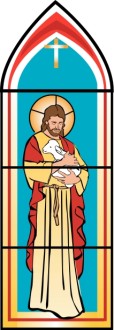 Stained Glass with Jesus and Lamb