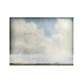 Sky with Clouds and White Picket Fence