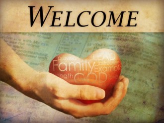 Welcome Background with a Hand and Heart