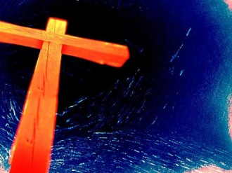 Well Lit Cross on Blue