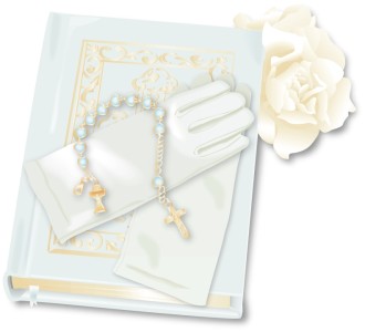 First Communion Bible and Gloves Clipart