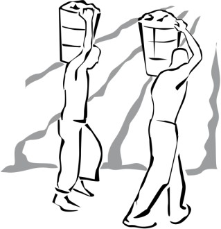 Field Workers in Black and White