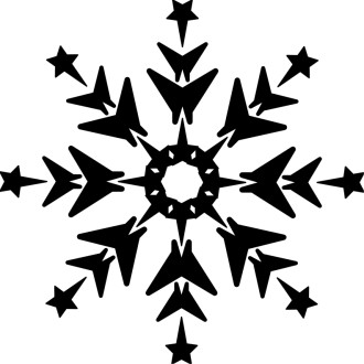 Black and White Snowflake with Stars