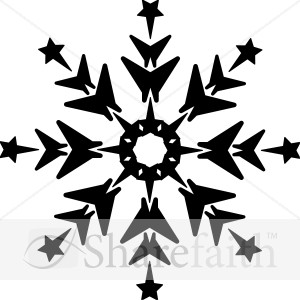 Black and White Snowflake with Stars