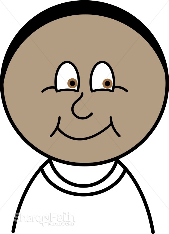 Cartoon Face with Black Hair