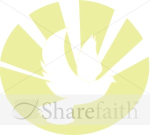 Flying White Dove with Rays
